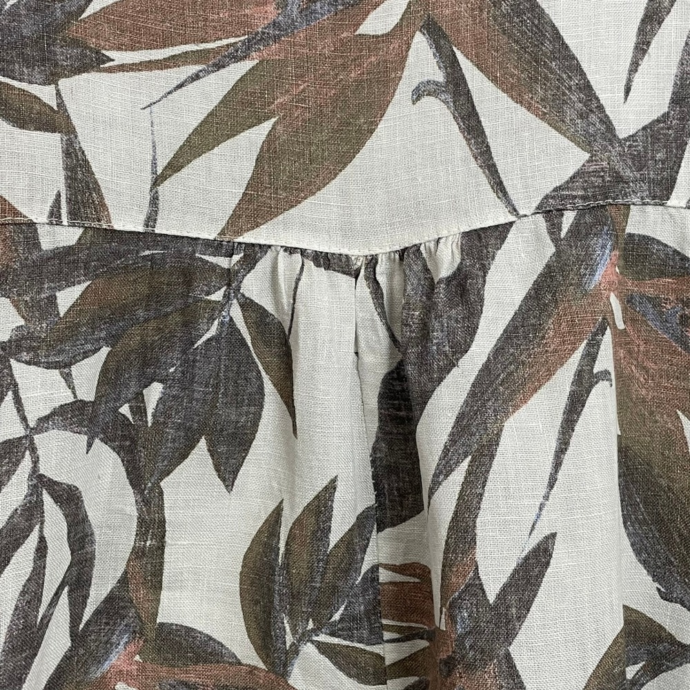 Lungo L'Arno Italy 2X 100% Linen Cotton Tropical Leaf Print Shift Dress Pockets - Picture 8 of 11